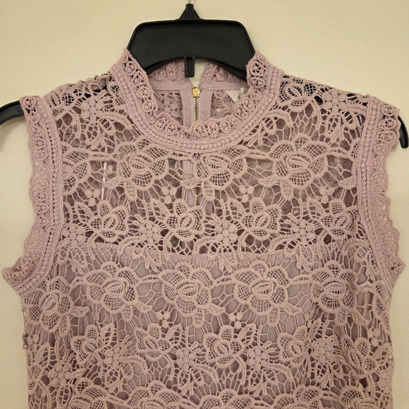 NANETTE LEPORE GORGEOUS SUGAR PLUM LILAC LACE TOP ZIPPER Down Back Lined EUC - Picture 10 of 12